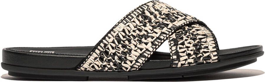 FitFlop Gracie Woven Cross Slides ZWART