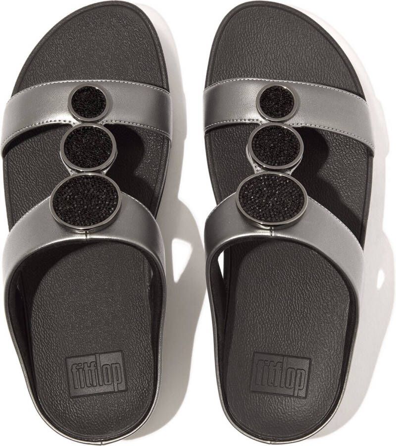 FitFlop Halo Bead-Circle Metallic H-Bar Slides ZWART