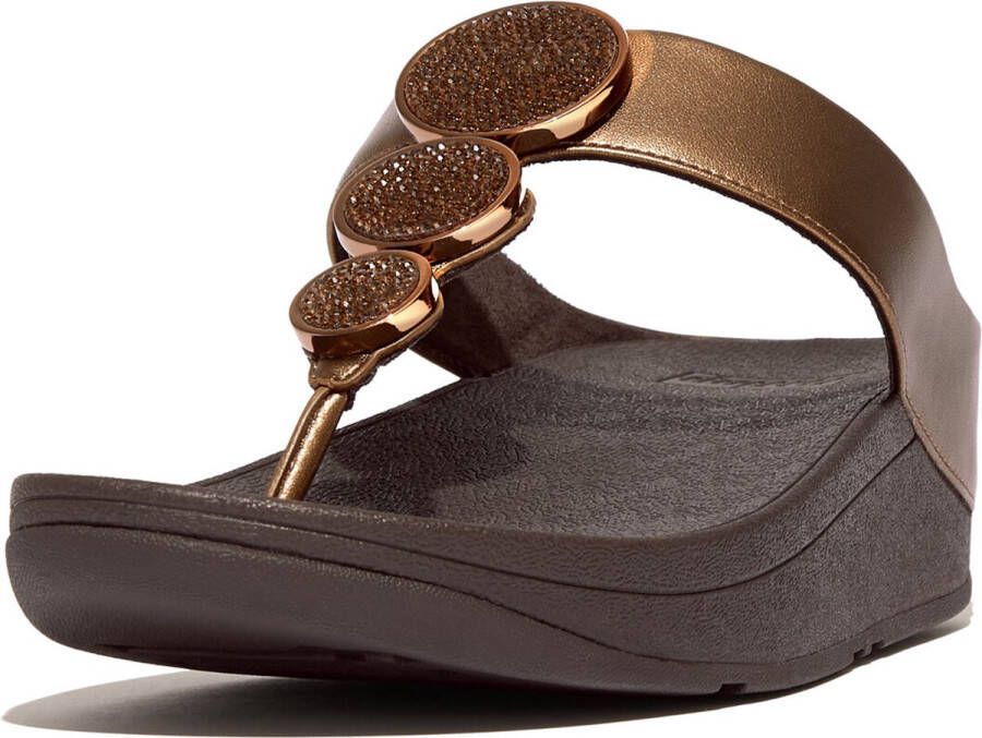 FitFlop TM Halo Bead-Circle Metallic Toe-Post leren teenslippers brons metallic - Foto 2