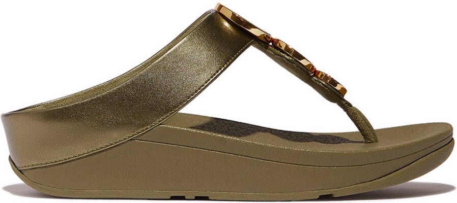 FitFlop Halo Bead-Circle Metallic Toe-Post Sandals GROEN