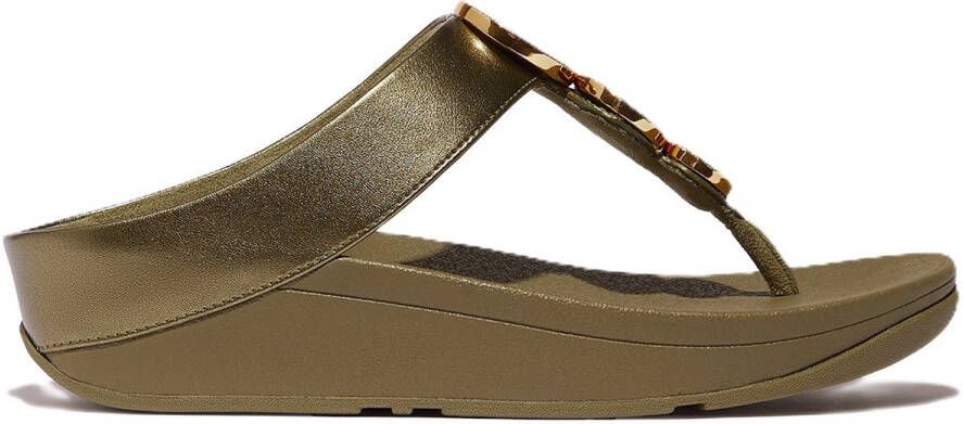 FitFlop Halo Bead-Circle Metallic Toe-Post Sandals GROEN