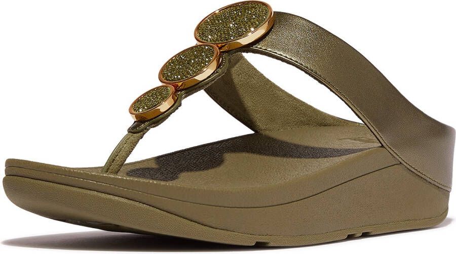 FitFlop Halo Bead-circle Metallic Sandalen Groen Goud Vrouw
