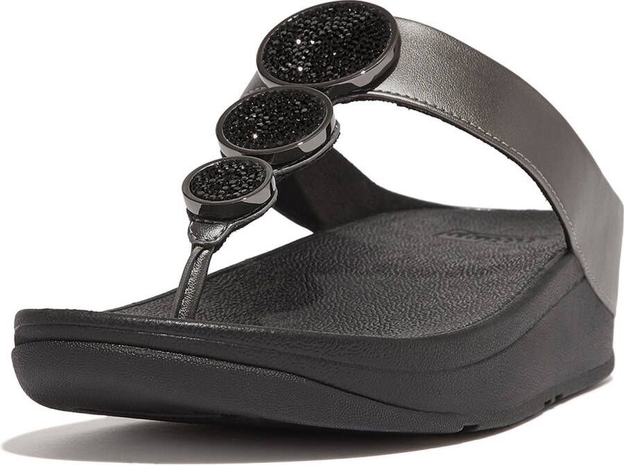 FitFlop Halo Bead-Circle Metallic Toe-Post Sandals ZWART