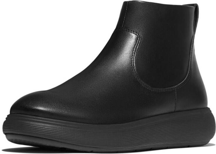 FitFlop IQ-Comff Leather Zip Ankle Boots ZWART