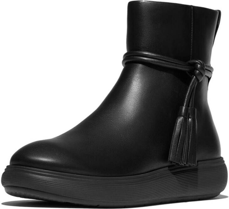 FitFlop IQ-Comff Tassel Leather Short Boots ZWART