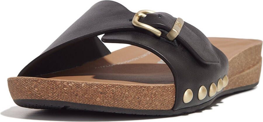 Fitflop Slippers IQUSHION ADJUSTABLE BUCKLE LEATHER SLIDES zomerschoen slippers met verstelbare bandage - Foto 4