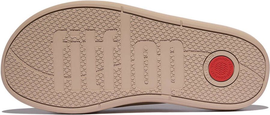 FitFlop Iqushion D-Luxe Padded Leather Cross Slides BEIGE