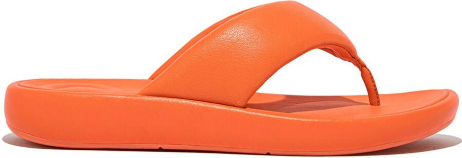 FitFlop Iqushion D-Luxe Padded Leather Toe-Post Sandals ORANJE