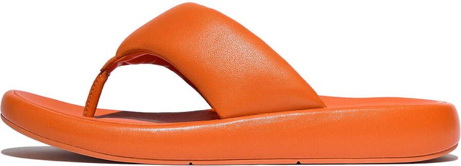 FitFlop Iqushion D-Luxe Padded Leather Toe-Post Sandals ORANJE