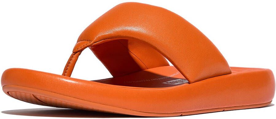 FitFlop Iqushion D-Luxe Padded Leather Toe-Post Sandals ORANJE