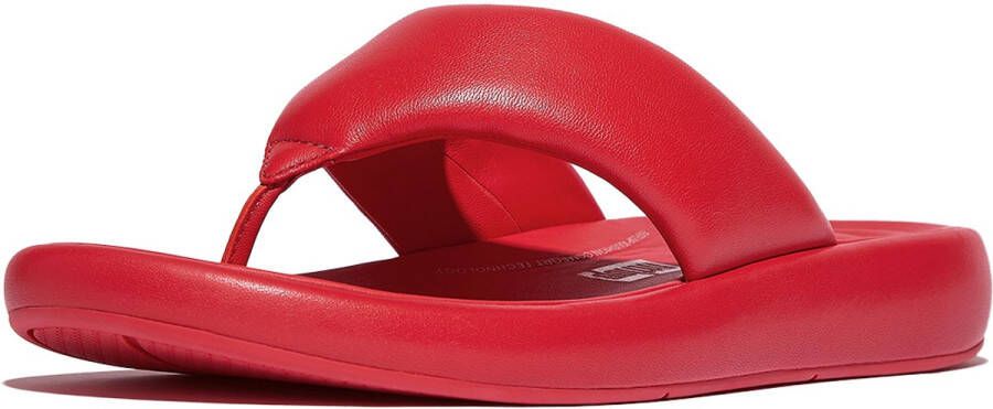 FitFlop Iqushion D-Luxe Padded Leather Toe-Post Sandals ROOD