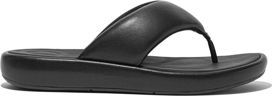 FitFlop Iqushion D-Luxe Padded Leather Toe-Post Sandals ZWART