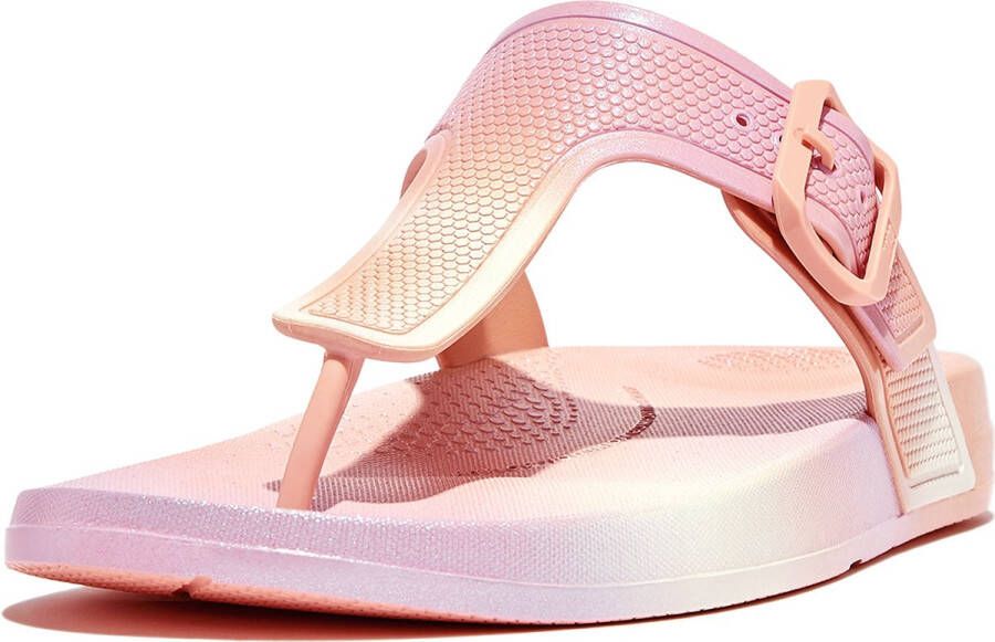 FitFlop Iqushion Iridescent Adjustable Buckle Flip-Flops WIT