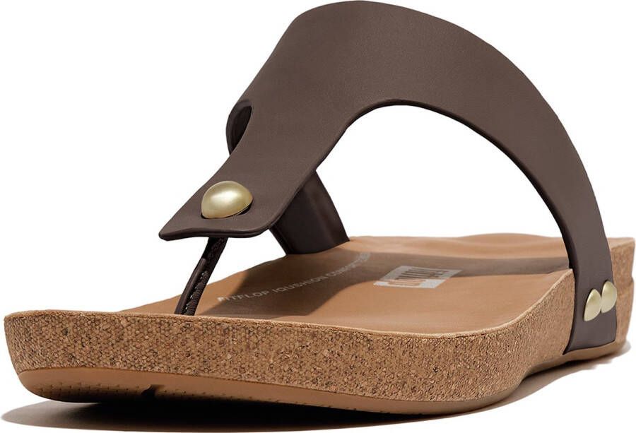 FitFlop Iqushion Leather Toe-Post Sandals BRUIN