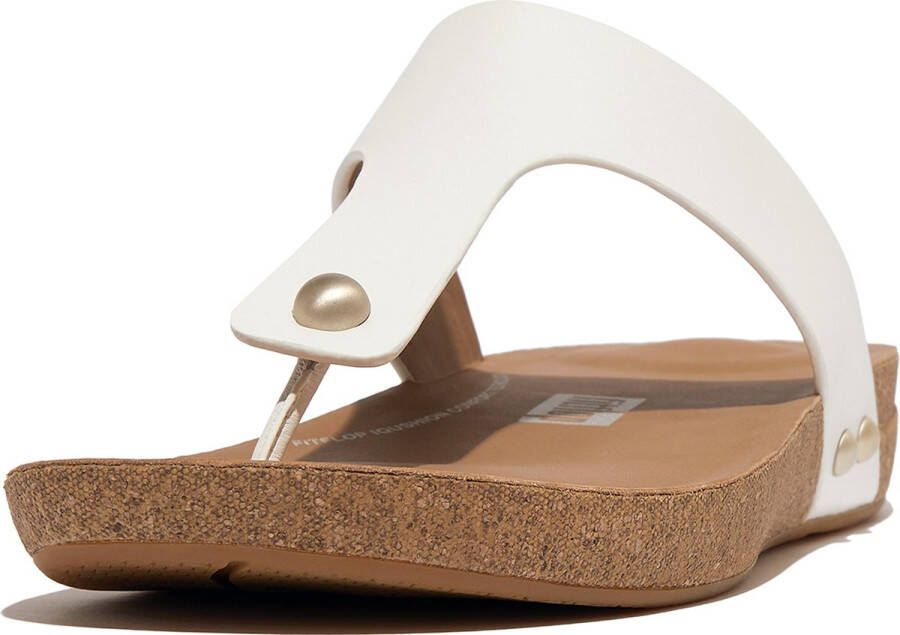 FitFlop Iqushion Leather Toe-Post Sandals WIT