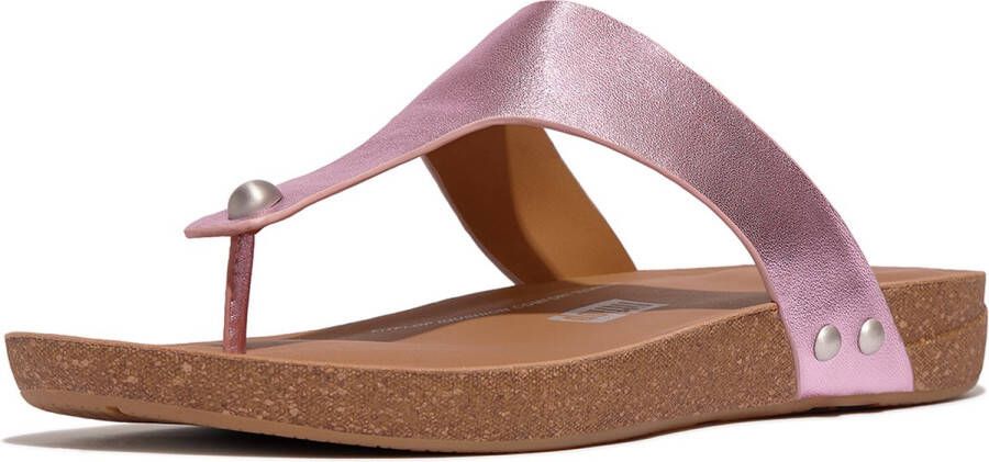 FitFlop Iqushion Metalli Leather Toe-Post Sandals PAARS