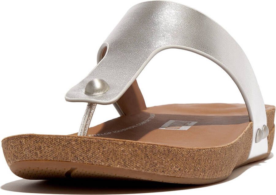 FitFlop Iqushion Metalli Leather Toe-Post Sandals ZILVER