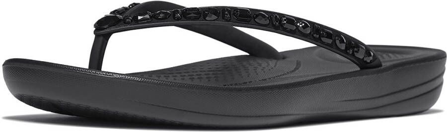 FitFlop Iqushion Multi-Crystal Ergonomic Flip-Flops Vrouwen All Zwart