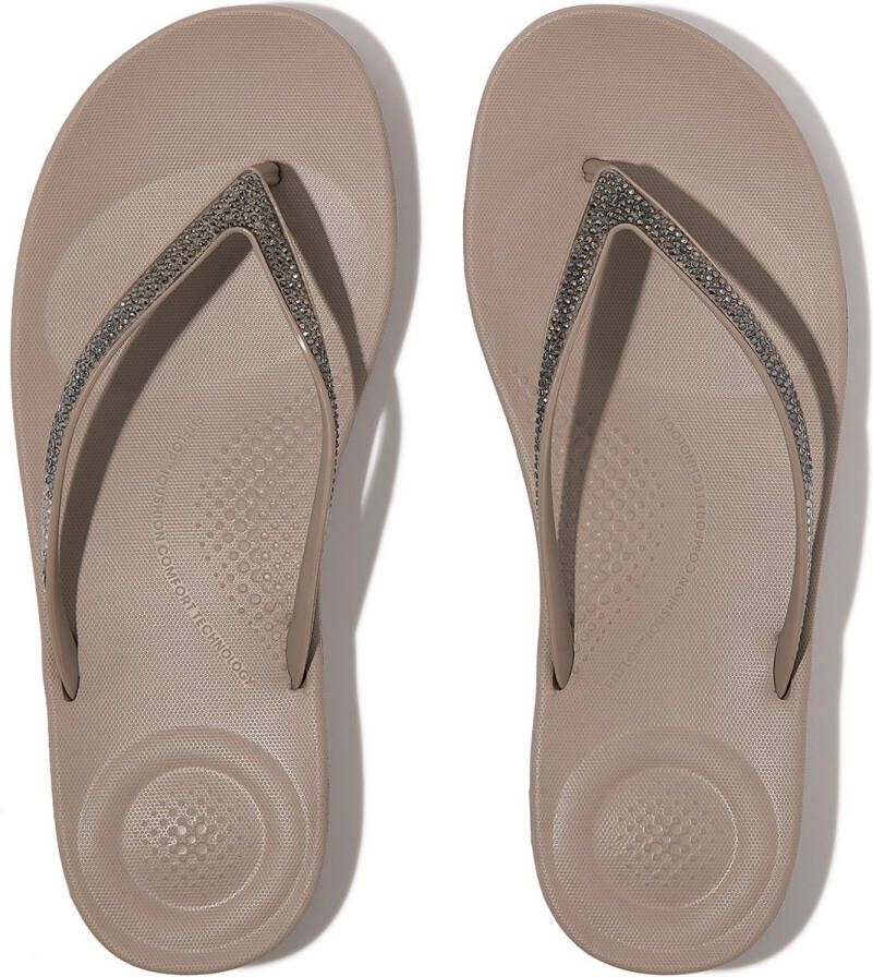 FitFlop Iqushion Ombre Sparkle Flip-Flops Vrouwen On Taupe Pewter