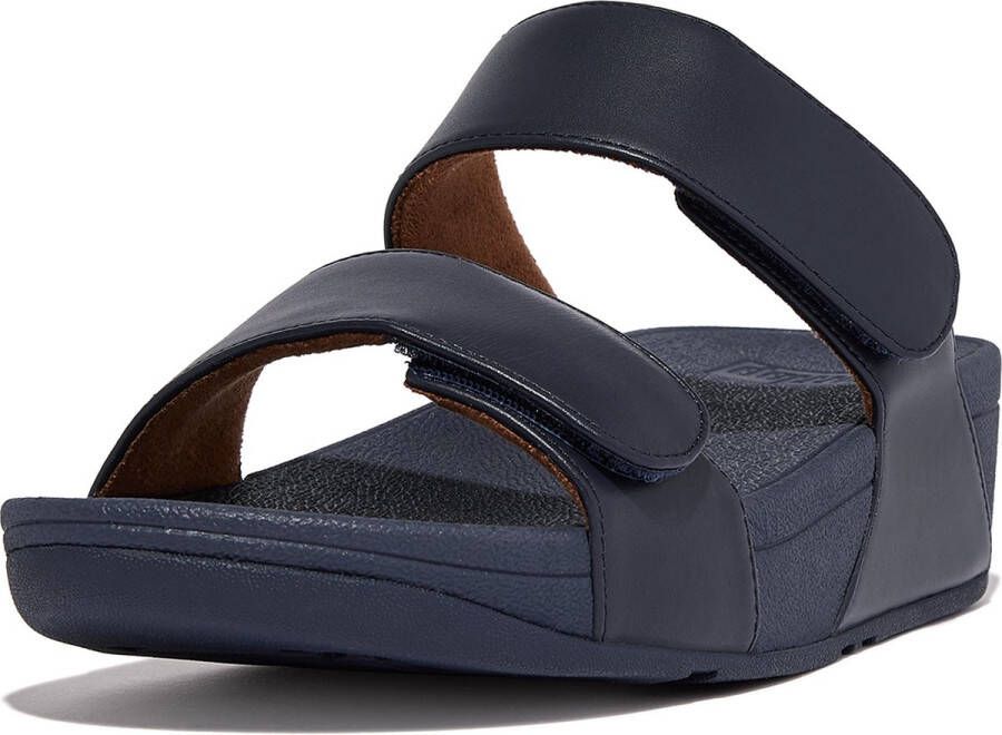 FitFlop Lulu Adjustable Leather Slides BLAUW