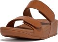 FitFlop Lulu Adjustable Leather Slides Dames Slippers Light Tan - Bruin