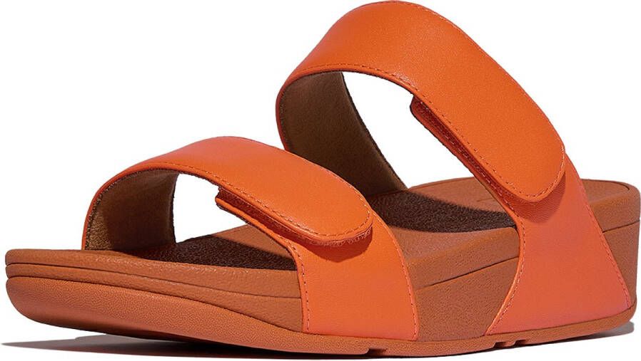 FitFlop Lulu Adjustable Leather Slides ORANJE