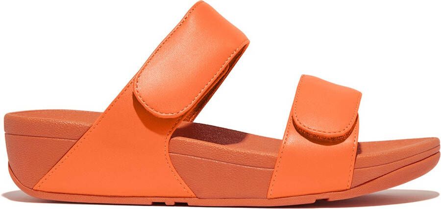 FitFlop Lulu Adjustable Leather Slides ORANJE