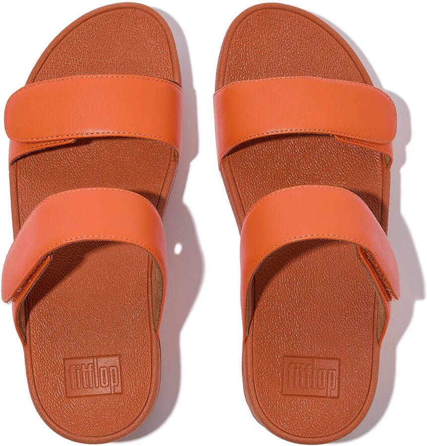 FitFlop Lulu Adjustable Leather Slides ORANJE
