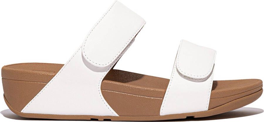 FitFlop Lulu Adjustable Leather Slides Vrouwen Urban Wit