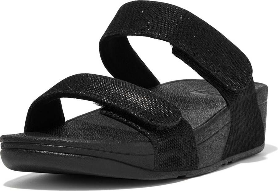 FitFlop Slipper Lulu Adjustable Shimmerlux Slides Zwart