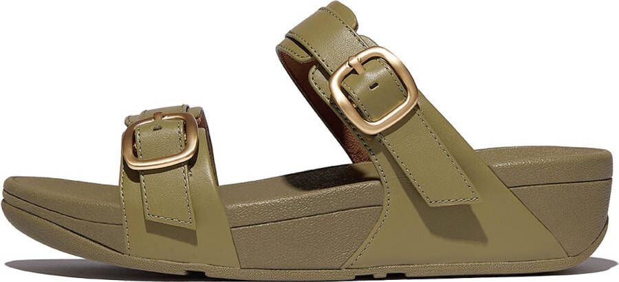FitFlop Lulu Adjustable Slide Leather GROEN