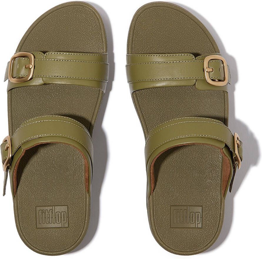 FitFlop Lulu Adjustable Slide Leather GROEN