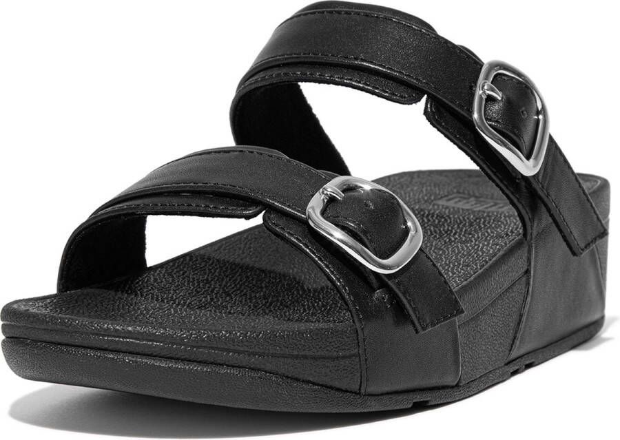 FitFlop Lulu Adjustable Slide Leather ZWART