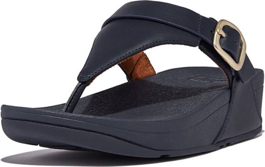 FitFlop Lulu Verstelbare Leren Toepost Slippers ZWART?%WIT