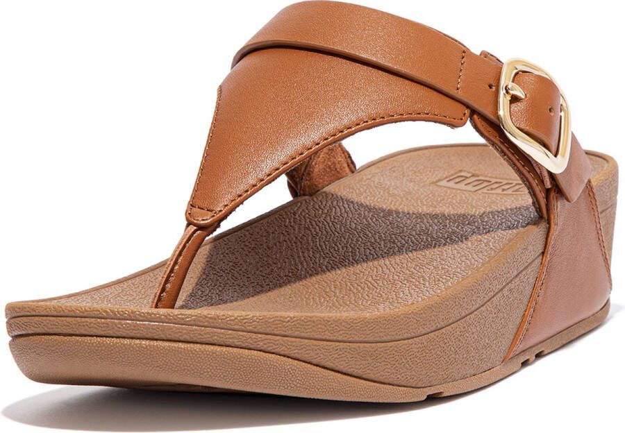 FitFlop Lulu Adjustable Toe Post Leather BRUIN - Foto 2