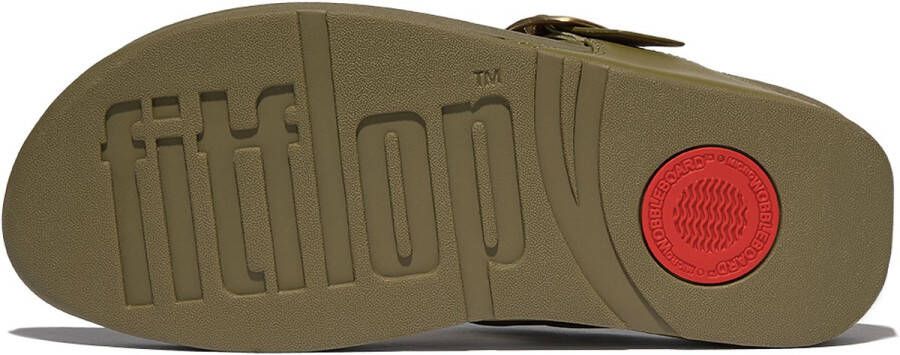FitFlop Lulu Adjustable Toe Post Leather GROEN