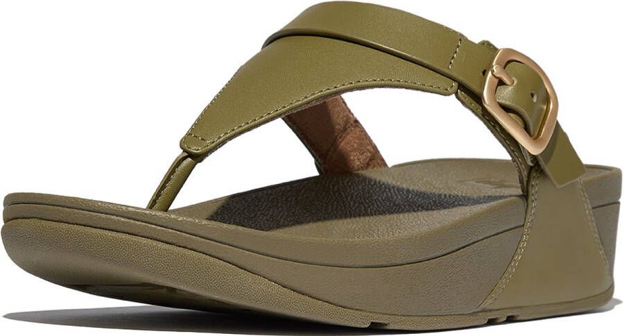 FitFlop Lulu Adjustable Toe Post Leather GROEN