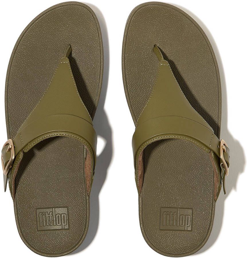 FitFlop Lulu Adjustable Toe Post Leather GROEN - Foto 2