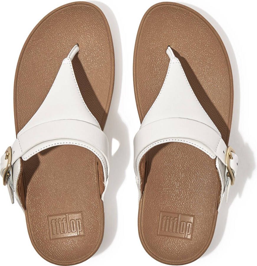 FitFlop Slipper Lulu Adjustable Leather Toe-Post Urban White