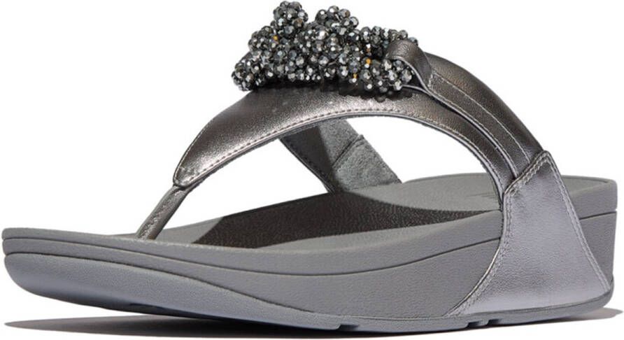FitFlop Lulu Beaded-Chain Leather Toe-Post Sandals GROEN