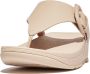 FitFlop Lulu Covered-buckle Raw-edge Leather Toe-thongs Slides Beige Vrouw - Thumbnail 3