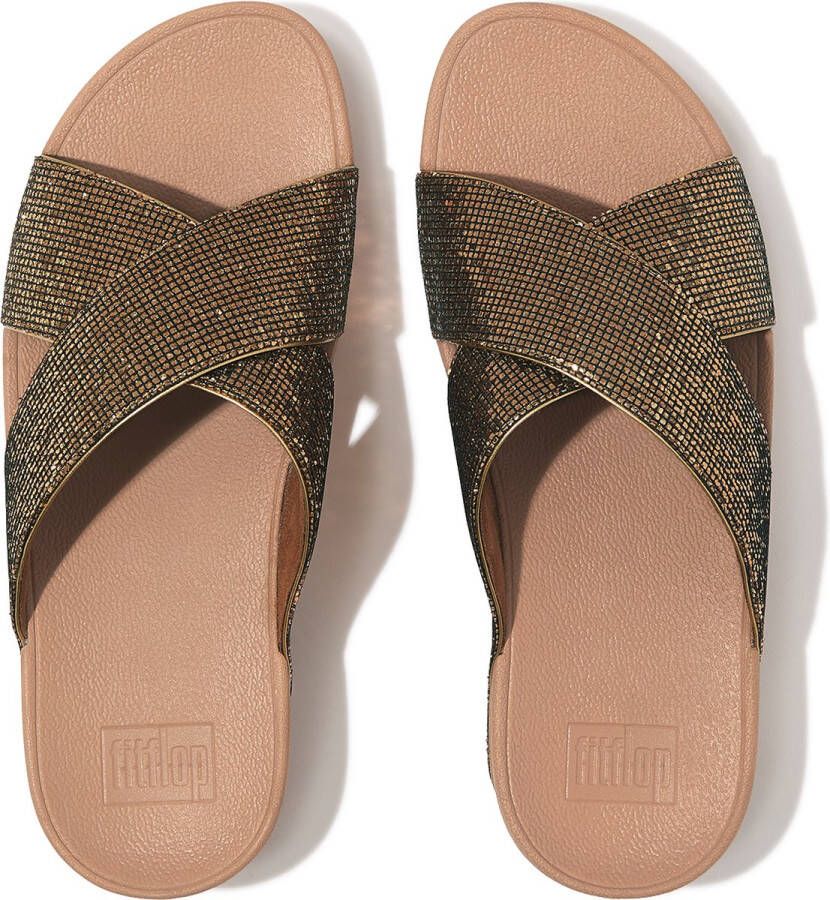 FitFlop Lulu Cross Slide Glitterball GOUD