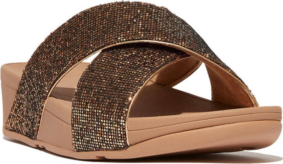 FitFlop Lulu Cross Slide Glitterball oud goud