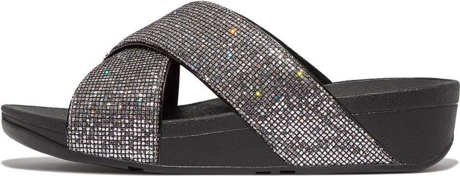 FitFlop Lulu Cross Slide Glitterball ZILVER