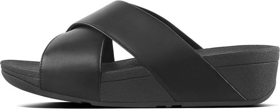 FitFlop Lulu Cross Slide Sandals Leather Vrouwen Zwart