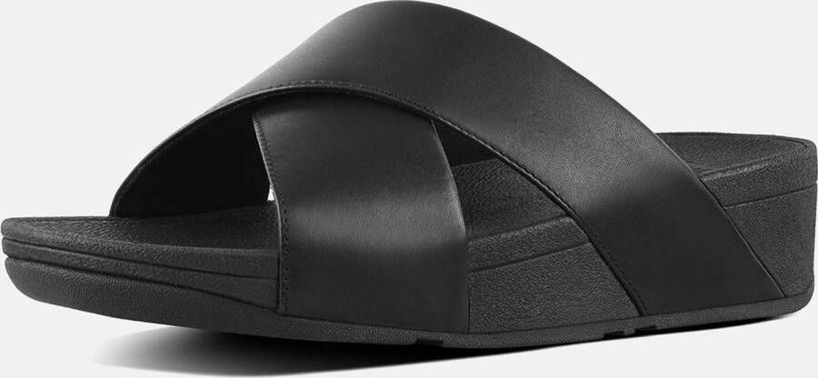 FitFlop Lulu Cross Slide Sandals Leather Vrouwen Zwart