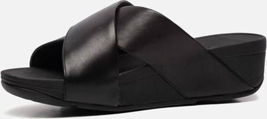FitFlop Lulu Cross Slide Sandals Leather Vrouwen Zwart
