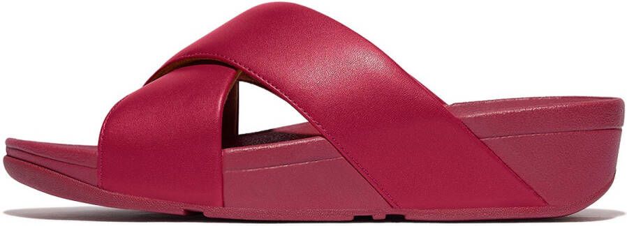 FitFlop Lulu Cross Slide Sandals Leather ROOD