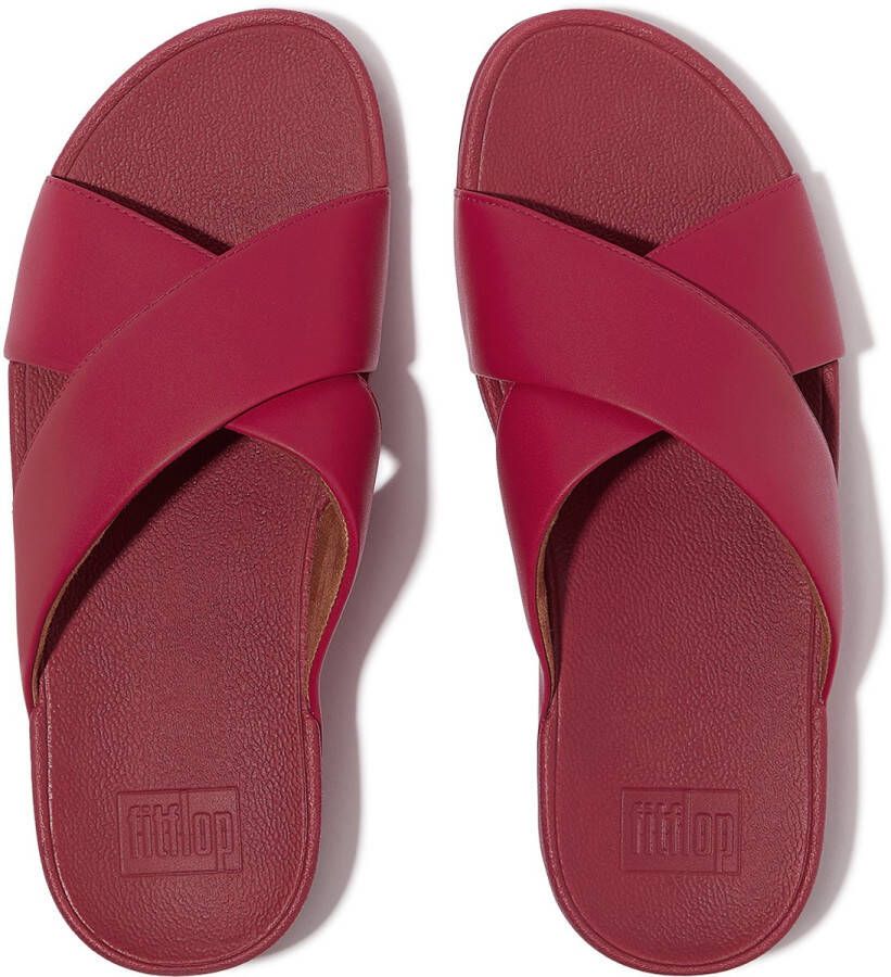 FitFlop Lulu Cross Slide Sandals Leather ROOD