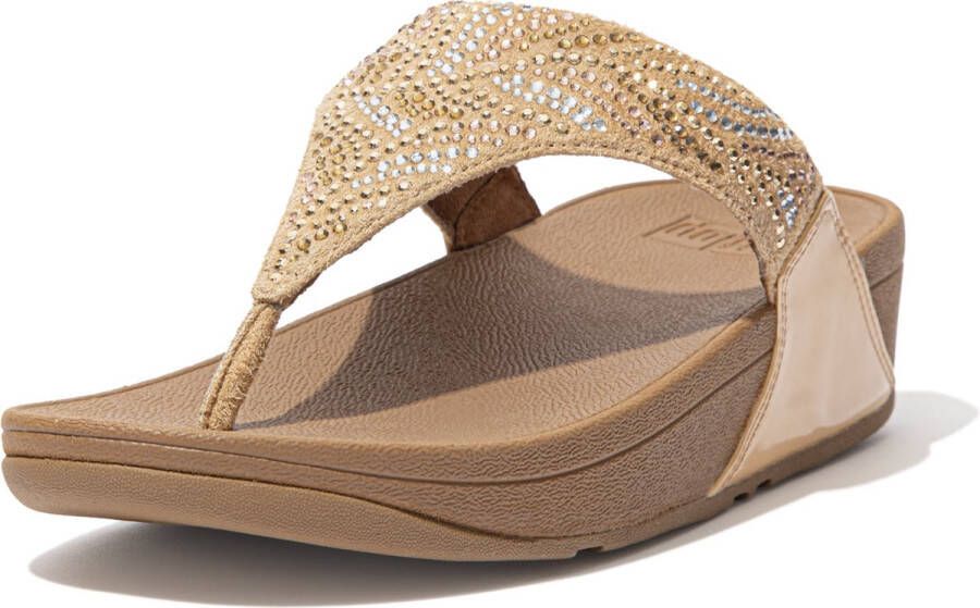 FitFlop Lulu Crystal Feather Toe-Post Sandals BEIGE